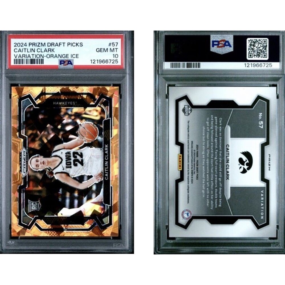 Caitlin Clark Rookie  #57 Orange Ice Prizm Variations  PSA 10 2024 Panini Prizm